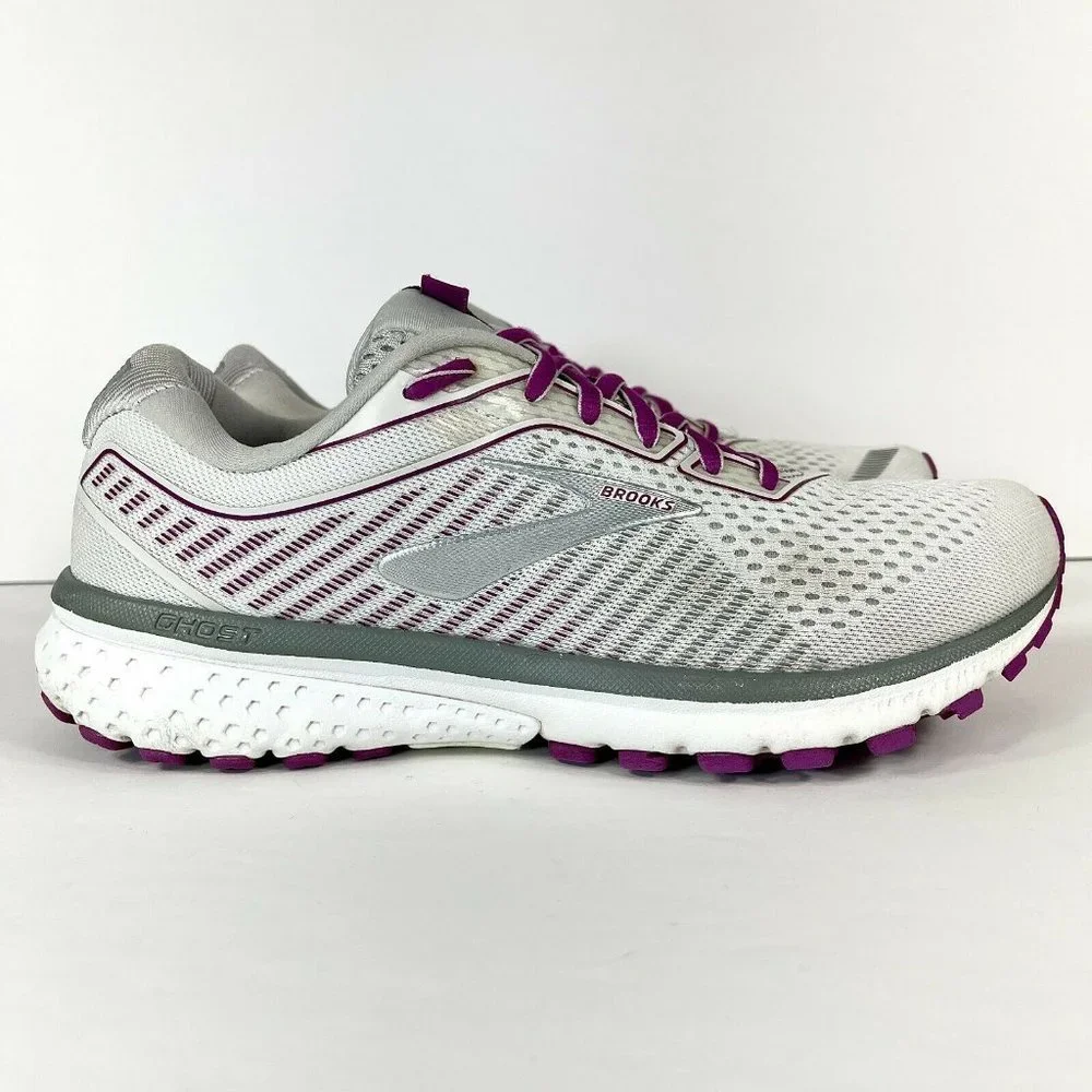 Brooks Ghost 12 Women's Size 9.5 B Running Shoes White Purple 1203051B186